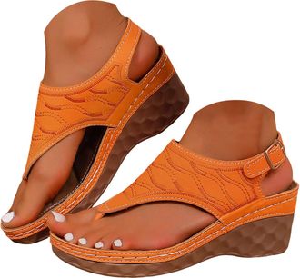 Generic Orthopedic Wedges for Women Platform Sandals Wedge Heels for Women Dressy Summer 2026 Walking Sandals Women Comfortable Slip on Beach Vacation Shoes A