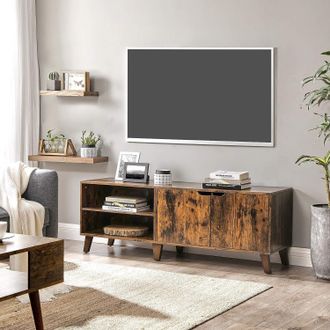 Vasagle Long TV Unit Cabinet 2 Doors Adjustable Shelf Large TVs in Brown