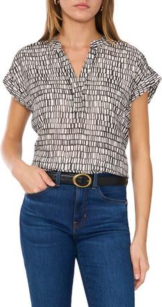 Vince Camuto Abstract Print Top in Rich Black at Nordstrom, Size Large