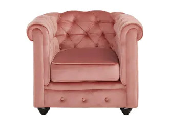 Vente-Unique Poltrona CHESTERFIELD in velluto Rosa cipria