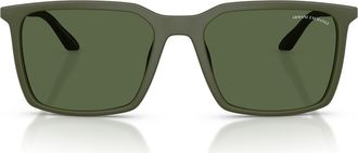 A|X Armani Exchange 55mm Square Sunglasses in Matte Green /Dark Green at Nordstrom
