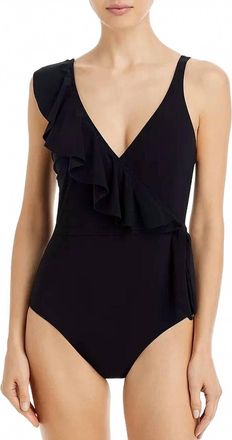 Gottex Tutti Frutti V-Neck Surplice One Piece Swimsuit In Black