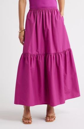 Open Edit Tiered Maxi Skirt in Pink Wild Aster at Nordstrom Rack, Size Xx-Small