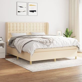 vidaXL Vidaxl - Cama Box Spring Con Colch&oacute;n Tela Color Crema 160x200 Cm