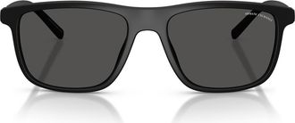 A|X Armani Exchange 56mm Pillow Sunglasses in Matte Black /Dark Grey at Nordstrom