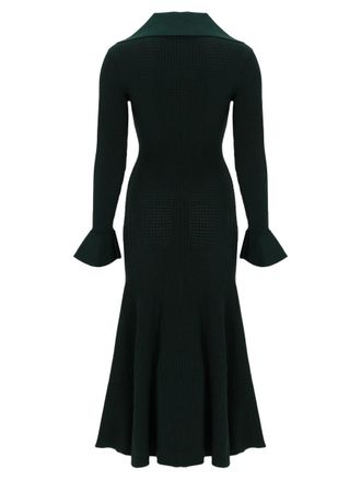 Self Portrait Cut-Out Jersey Midi Dress - Green