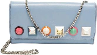 Fendi Pre-owned Clutches, female, Blue, Size: ONE SIZE Pre-owned Leather Clutch