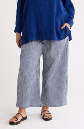 Eileen Fisher Stretch Organic Cotton Ankle Wide Leg Pants in Light Dive at Nordstrom, Size 1X