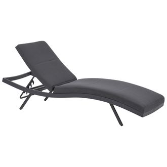 Beliani Beliani - Tumbona Reclinable De Metal Textil Trenzado Gris Grafito Acolchado Espuma Amelia