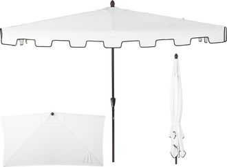 Jonathan Y Designs Sidney 9 ft. Classic MidCentury Rectangular Half Market Patio Umbrella with Crank, Wind Vent and UV Protection in White at Nordstrom
