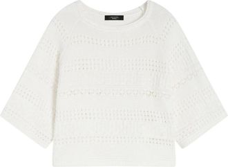 Max Mara Round-neck Knitwear, female, White, Size: M Max Mara Weekend Jackets