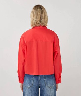 Esqualo Button Up Front Collared Shirt In Poppy