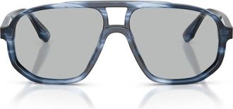 Emporio Armani 57mm Pilot Sunglasses in Striped Dark Blue/light Grey at Nordstrom