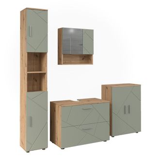 Vicco Conjunto De Muebles De Ba&ntilde;o Irma, Verde Salvia, 4 Partes, Vicco
