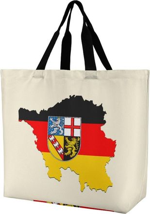 Generic Map with Germany Flag Reusable Shopping Bags One Shoulder Grocery Tote Bag Waterproof Big Purse for Work Travel