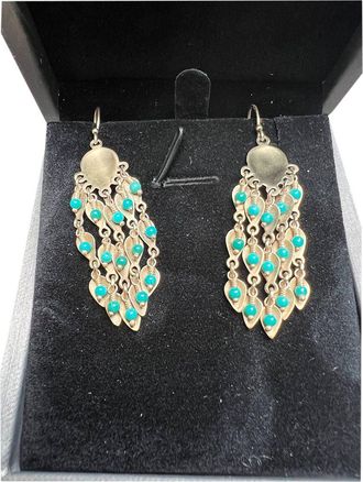 Bespoke Me&Ro Gold Tone Leaf Shaped Beaded Earrings