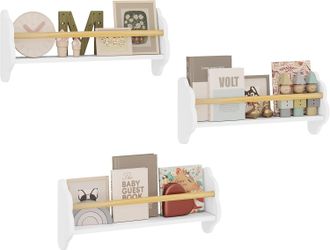 Woltu Juego De 3 Estanteria De Pared Para Libros Infantiles Libreria Infantil Montada En Pared Con 3 Estantes Libreria Montessori Para Habitaci&oacute;n Infantil Y