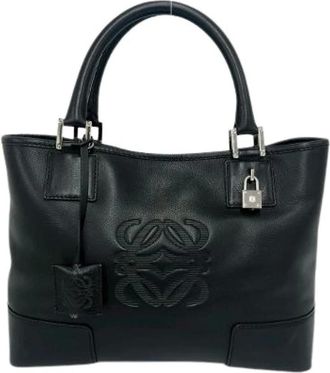 Loewe Pre-owned Handbags, female, Black, Size: ONE SIZE Pre-owned Anagram Leather Tote