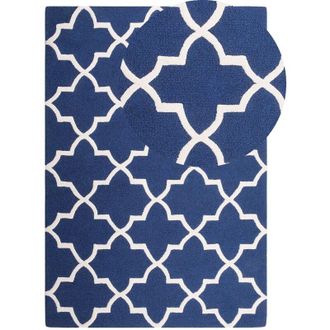 Beliani Tappeto rettangolare in cotone blu 140 x 200 cm Silvan