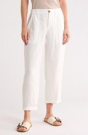 Sanctuary Cruiser Relaxed Straight Leg Linen Pants in Bleached White at Nordstrom Rack, Size Xx-Small