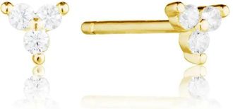 Lily & Roo Gold Triple Diamond Style Stud Earrings