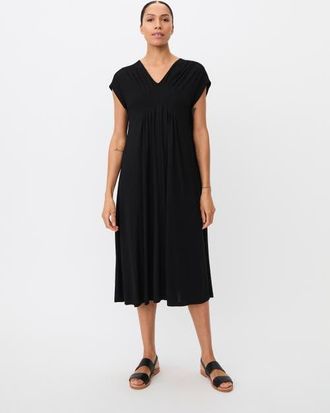 Masai V-Neck Midi Dress in Black at Nordstrom, Size X-Small