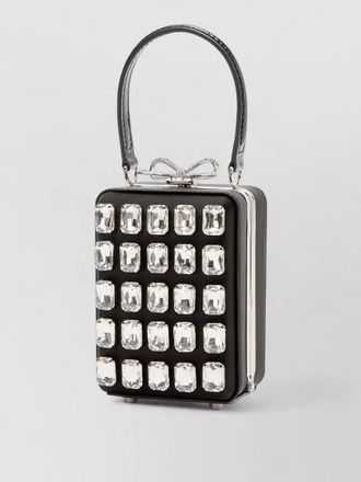 Self Portrait satin crystal bow shoulder clutch bag