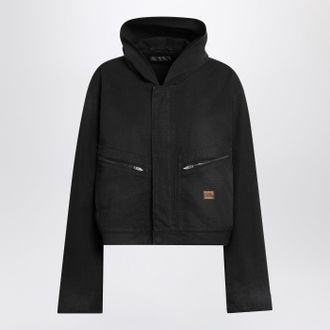 Balenciaga Cropped Jacke mit Kapuze in Schwarz