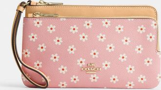 Coach Double Zip Wristlet With Floral Print