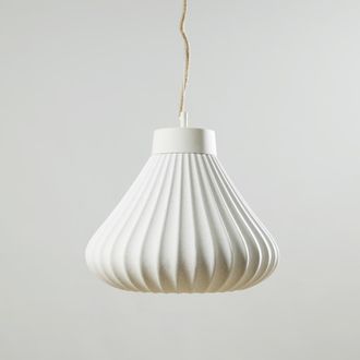 Maisons du monde L&aacute;mpara de techo de cer&aacute;mica estriada color crema