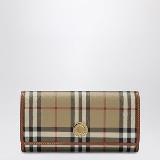 Burberry Check continental wallet in coated cotton blend, beige