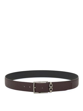 Ferragamo Grained Leather Gancini Motif Reversible Belt