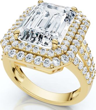 Pompeii3 Certified 6Ct Aria Emerald Diamond Engagement Ring 14k Gold/Platinum Lab Grown