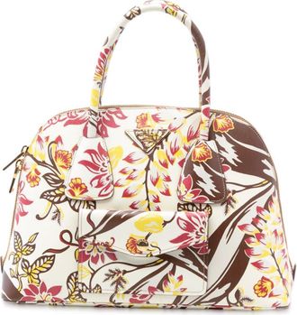 Prada Pre-owned Prada Large Saffiano Lux Floral Print Promenade Front Pocket Satchel Ladies 44MCKLN1I5ZXF54M
