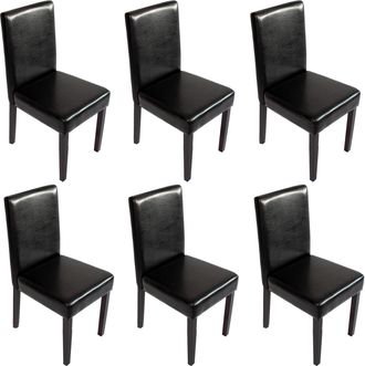 Hhg Hhg - Nunca Usado] Lote De 6 Sillas De Comedor Silla De Cocina Littau, Polipiel, Negra, Patas Oscuras