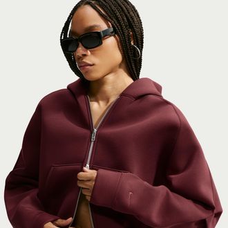 Nike Womens Article Fleece Oversized Full-Zip Hoodie in Purple | IM8479-658