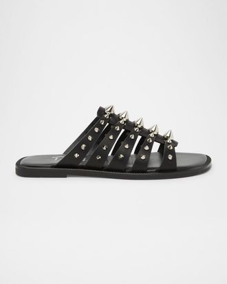 Christian Louboutin Charja Spike Leather Slide Sandals