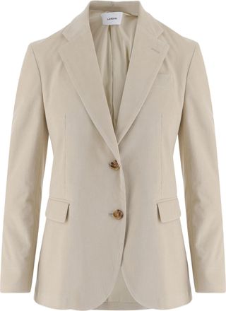 Lardini Ivory Tailored Lapel Stretch Cotton Jacket