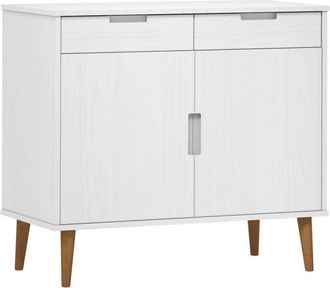 vidaXL Sideboard molde White 90x40x80 cm Solid Wood Pine Vidaxl
