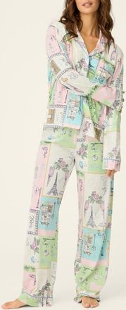 PJ Salvage Whimsy Cotton Blend Pajamas in Natural at Nordstrom, Size X-Large