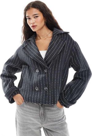 Wednesday's Girl Giacca doppiopetto grigia gessata-Grigio