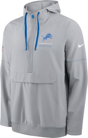 Nike Detroit Lions Sideline Anorak Nike Mens NFL 1/2-Zip Hooded Jacket in Grey | 03AT0FIT9J-EKU