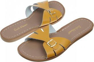 Salt-Water Womens Classic Slides Sandal In Mustard