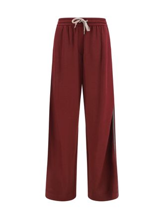 Brunello Cucinelli Womens Track Pants Cotton-Silk Cabernet Trousers