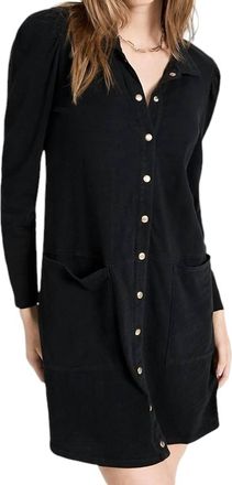 Nation Ltd Brooks Retro Snapped Mini Dress In Jet Black