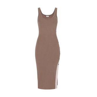 Elisabetta Franchi Slim Knit Midi Jurk - Dames - Kleedjes - Bruin - L - Kleedjes