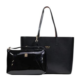 Replay Large Tote Bag - female - Replay - Shopping Bags - Black - ONE SIZE - Bags