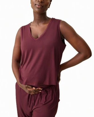 Kindred Bravely Aria Cropped V-Neck Tank in Deep Burgundy at Nordstrom, Size X-Large