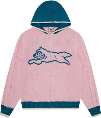 Icecream Hardlopende Hond Geknoopt ZIP Door Hood - Heren - Vesten - Roze - XL - Wol - Truien & Vesten