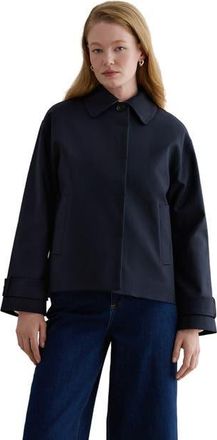 Hobbs London Frida Collared Cropped Trench Coat in Hobbs Navy at Nordstrom, Size 16
